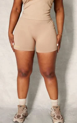 PrettyLittleThing Gym Shorts*PLT SPORT Plus Seamless Contrast Branding Booty Shorts
