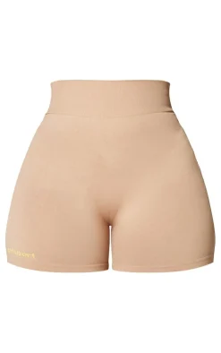 PrettyLittleThing Gym Shorts*PLT SPORT Plus Seamless Contrast Branding Booty Shorts