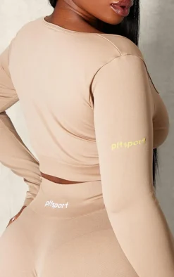 PrettyLittleThing Workout Tops*PLT SPORT Plus Seamless Contrast Branding Square Neck Top