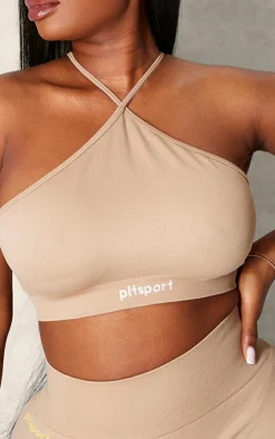 PrettyLittleThing Sports Bras*PLT SPORT Plus Seamless Halterneck Open Back Sports Bra