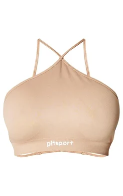 PrettyLittleThing Sports Bras*PLT SPORT Plus Seamless Halterneck Open Back Sports Bra