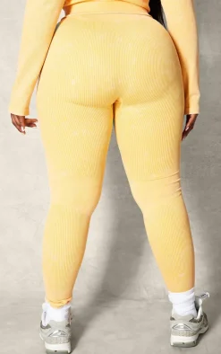 PrettyLittleThing Seamless Gym Wear*PLT SPORT Plus Acid Wash Seamless Rib High Waist Gym Leggings