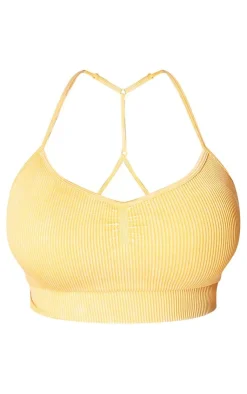 PrettyLittleThing Sports Bras*PLT SPORT Plus Acid Wash Seamless Rib Longline Cage Back Sports Bra
