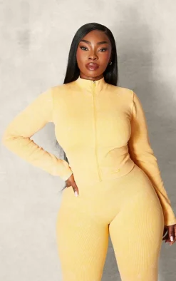 PrettyLittleThing Athletic Jackets*PLT SPORT Plus Acid Wash Seamless Rib Zip Up Cropped Sports Jacket