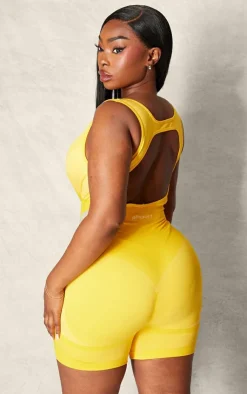 PrettyLittleThing Seamless Gym Wear*PLT SPORT Plus Seamless Open Back Jacquard Unitard