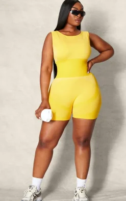 PrettyLittleThing Seamless Gym Wear*PLT SPORT Plus Seamless Open Back Jacquard Unitard