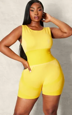 PrettyLittleThing Seamless Gym Wear*PLT SPORT Plus Seamless Open Back Jacquard Unitard