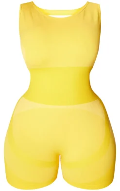 PrettyLittleThing Seamless Gym Wear*PLT SPORT Plus Seamless Open Back Jacquard Unitard