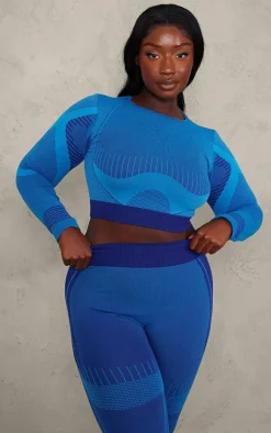 PrettyLittleThing Workout Tops*PLT SPORT Plus Tonal Seamless Cut Out Back Long Sleeve Top