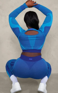 PrettyLittleThing Workout Tops*PLT SPORT Plus Tonal Seamless Cut Out Back Long Sleeve Top