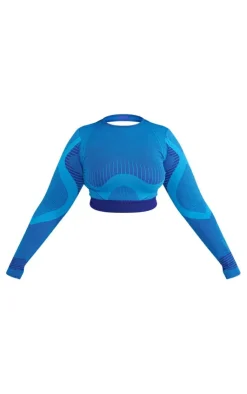 PrettyLittleThing Workout Tops*PLT SPORT Plus Tonal Seamless Cut Out Back Long Sleeve Top