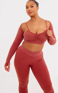 PrettyLittleThing Workout Tops*PLT SPORT Plus Acid Wash Seamless Rib Yoga Shrug
