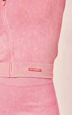 PrettyLittleThing Athletic Jackets*PLT SPORT Acid Wash Seamless Zip Up Cropped Sports Jacket