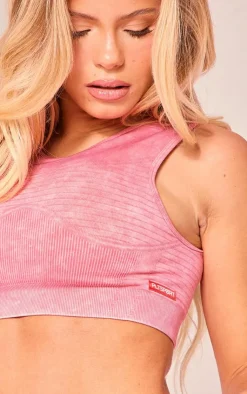 PrettyLittleThing Sports Bras*PLT SPORT Acid Wash Seamless Ribbed Sports Bra