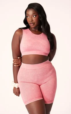 PrettyLittleThing Gym Shorts*PLT SPORT Plus Acid Wash Seamless Booty Shorts