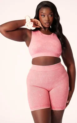 PrettyLittleThing Gym Shorts*PLT SPORT Plus Acid Wash Seamless Booty Shorts