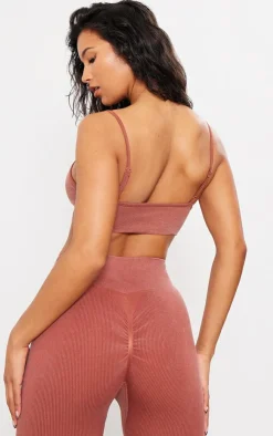 PrettyLittleThing Sports Bras*PLT SPORT Acid Wash Seamless Rib Sports Bra