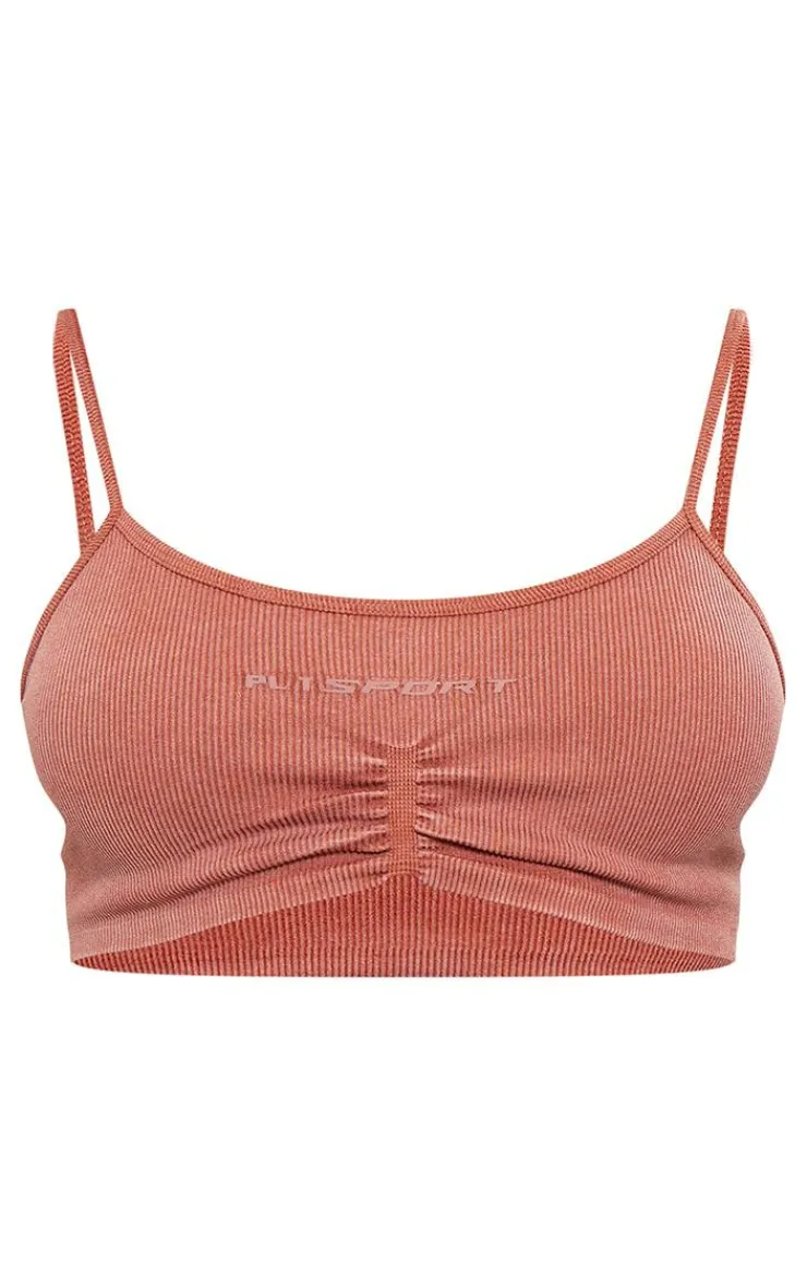 PrettyLittleThing Sports Bras*PLT SPORT Acid Wash Seamless Rib Sports Bra