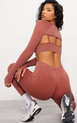 PrettyLittleThing Workout Tops*PLT SPORT Acid Wash Seamless Rib Yoga Shrug