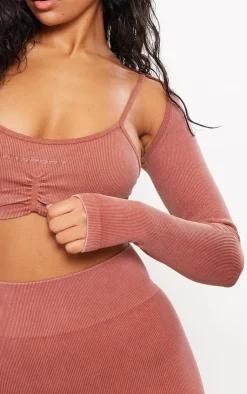 PrettyLittleThing Workout Tops*PLT SPORT Acid Wash Seamless Rib Yoga Shrug