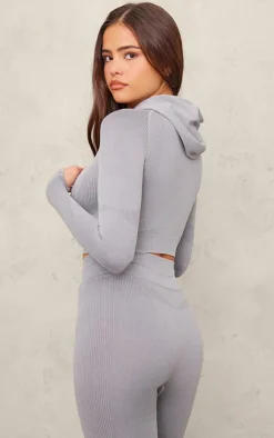 PrettyLittleThing Athletic Jackets*PLT SPORT Seamless Crop Gym Hoodie
