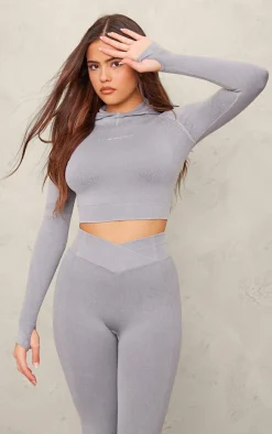 PrettyLittleThing Athletic Jackets*PLT SPORT Seamless Crop Gym Hoodie