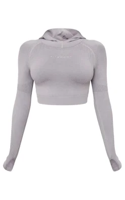 PrettyLittleThing Athletic Jackets*PLT SPORT Seamless Crop Gym Hoodie