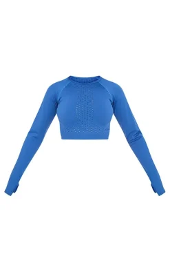 PrettyLittleThing Workout Tops*PLT SPORT Seamless Contour Dot Cropped Long Sleeve Top