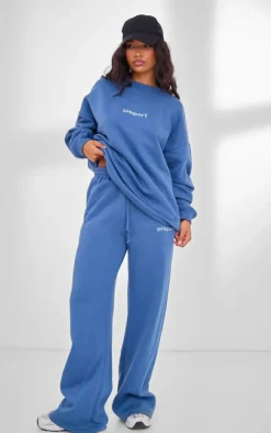 PrettyLittleThing Gym Wear*PLT SPORT Steel Embroidered Drawstring Waist Wide Leg Sweatpants