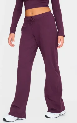 Discount PrettyLittleThing Cotton Jersey Straight Leg Pants Plum