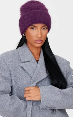 PrettyLittleThing Hats*Eyelash Knit Rib Beanie