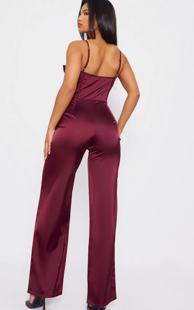 Satin Corsage Corset Strappy Jumpsuit-PrettyLittleThing Clearance