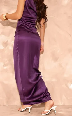 Outlet PrettyLittleThing Satin Maxi Skirt Plum