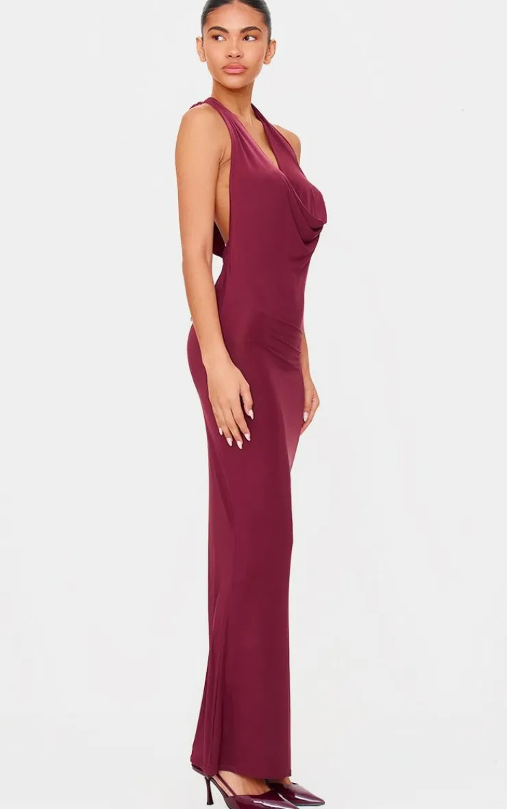 Slinky Cowl Neck Maxi Dress-PrettyLittleThing Online