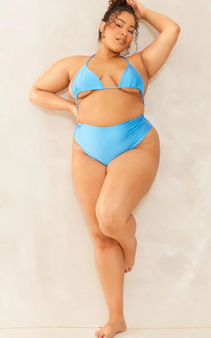 Plus Aqua Triangle Bikini Top
