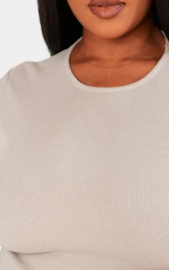 PrettyLittleThing Basic Tops*Plus Basic Rib Short Sleeve Crop Top