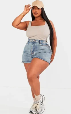 PrettyLittleThing Basic Tops*Plus Basic Rib Square Neck Bodysuit
