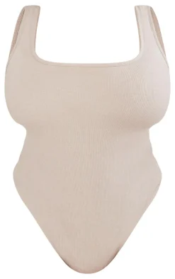 PrettyLittleThing Basic Tops*Plus Basic Rib Square Neck Bodysuit