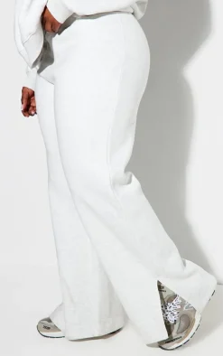 PrettyLittleThing Grey Sweatsuits*Plus Flared Split Hem Sweatpants