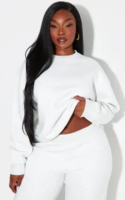 PrettyLittleThing Grey Sweatsuits*Plus Longline Oversized Sweatshirt