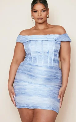 Plus Bardot Bodycon Dress-PrettyLittleThing Hot