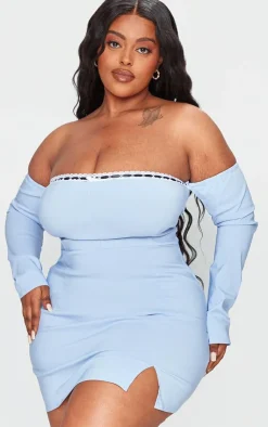 Plus Bardot Corset Detail Bodycon Dress-PrettyLittleThing Discount