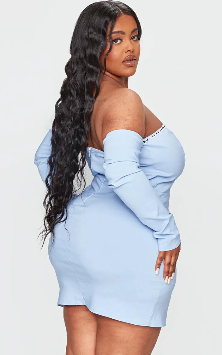 Plus Bardot Corset Detail Bodycon Dress-PrettyLittleThing Discount