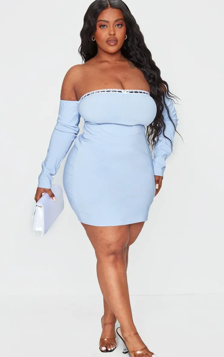 Plus Bardot Corset Detail Bodycon Dress-PrettyLittleThing Discount