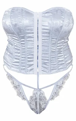 Plus Jacquard Satin Boned Corset-PrettyLittleThing Sale