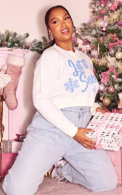 PrettyLittleThing Sweaters*Plus Let It Snow Cropped Christmas Sweater