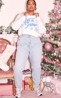 PrettyLittleThing Sweaters*Plus Let It Snow Cropped Christmas Sweater