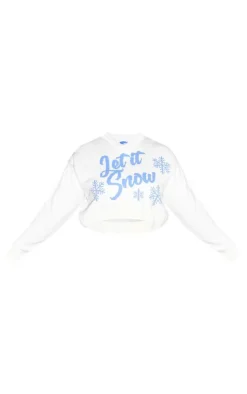 PrettyLittleThing Sweaters*Plus Let It Snow Cropped Christmas Sweater