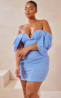 Plus Textured V Bar Bodycon Dress-PrettyLittleThing