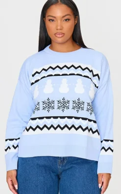 PrettyLittleThing Oversized Sweaters*Plus Zig Zag Snowflake Oversized Christmas Sweater